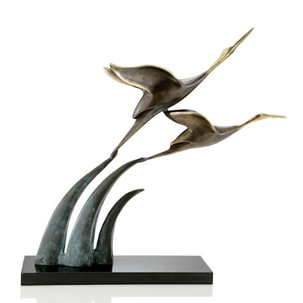 Stylized Crane Pair Brass Sculpture Wildlife High-end Decorative Item